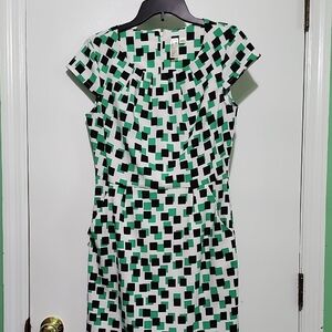 Emma & Michele Black and White Midi Flutter Sleeve Dress